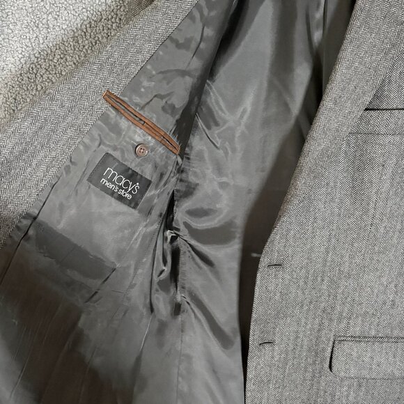 Lauren Ralph Lauren Wool Herringbone Elbow Patch Sport Coat Blazer - Men's 40R - Picture 6 of 12